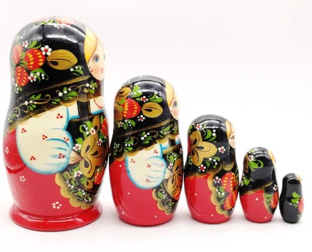 Матрешка "Хохлома" 18 см. 5 мест арт. 962563  Матрешка "Хохлома" 18 см. 5 мест арт. 962563