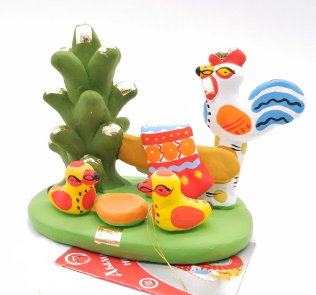 Дымковская игрушка петушок на плетне10х8 см. арт. 968522