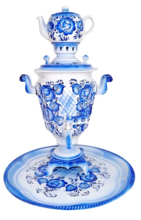 Самовар 3литра электрический набор "Гжель" рюмка арт. 5753222 