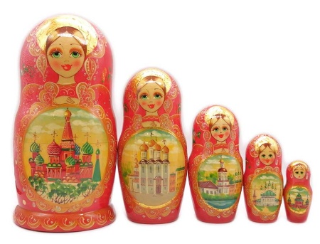 Матрешка Москва красная 18 см. 5 мест арт. 56229