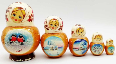 Матрешка "Снегири" 12 см. арт. 65337