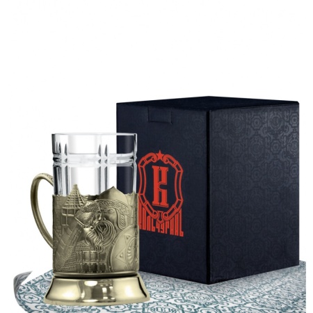 картинка Подстаканник латунный "Богатырская застава" с чернением  Артикул: С9408/43, БА-1574/1, к120