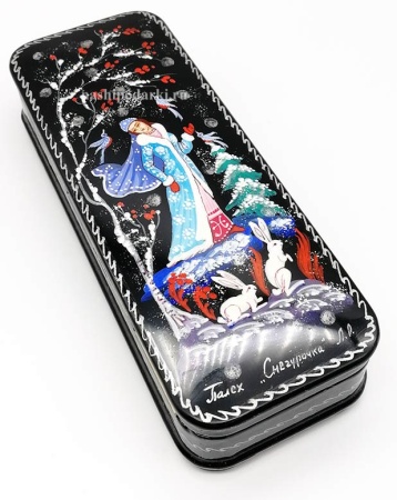 Шкатулка палех Снегурочка 16х6х3 см. арт. 86300 