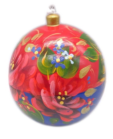 Елочный шар деревянный 9 см. арт. 57663585