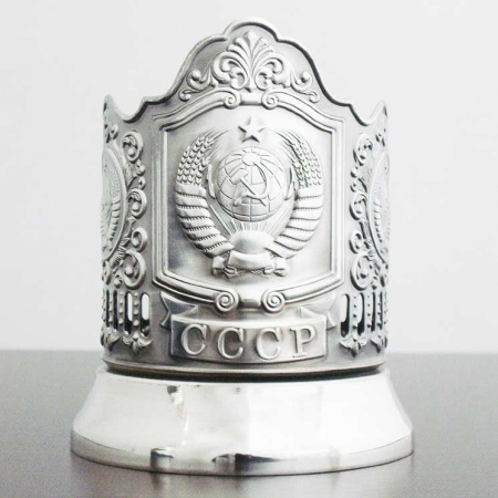 картинка Подстаканник никелированный "Герб СССР" 10х8см арт. 983468 магазин подарков картинка Подстаканник никелированный "Герб СССР" 10х8см арт. 983468 магазин подарков