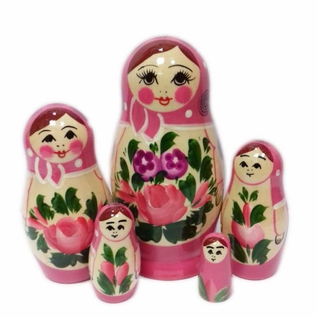 Матрешка с цветами 11см 5 мест арт. 1018048