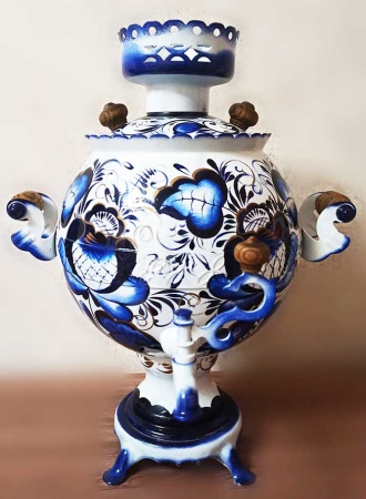 Электрический самовар с росписью "Гжель" 3 литра арт. 130656 