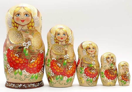 Матрешка "Рябинка"  высокохудожественная 19 см. 5 мест арт. 635638  Матрешка "Рябинка"  высокохудожественная 19 см. 5 мест арт. 635638