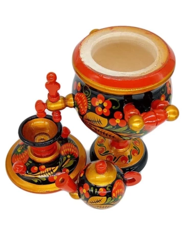 Самоварчик деревянный "Хохлома" 30 см. арт. 7733399 