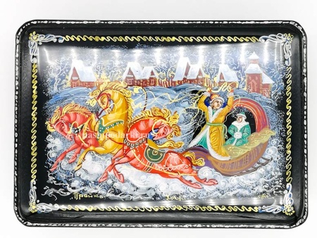 Шкатулка палех тройка 17х12 см. арт. 98751 