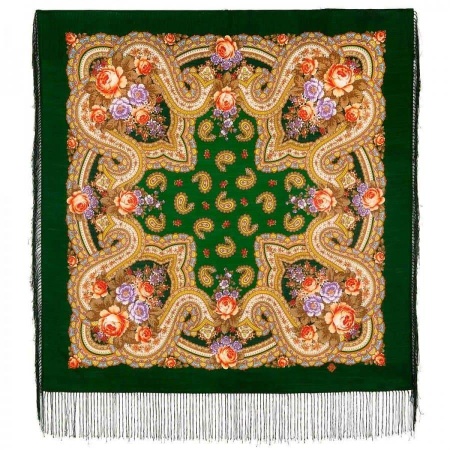 Павлопосадский платок «НА КРЫЛЬЯХ ПАМЯТИ» 89см 1843-10 