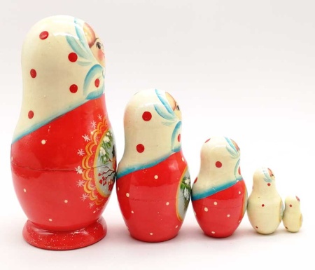 Матрешка "Снегирь" 15 см. 5 мест арт. 963121