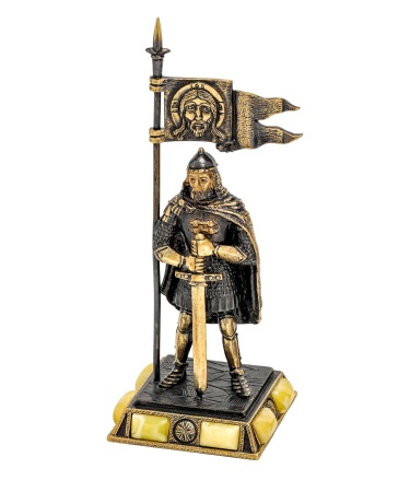 Фигурка из латуни с янтарем Александр Невский 45х120 мм. арт. 1987