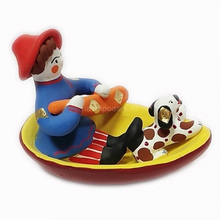 Дымковская игрушка "Композиция "Рыбак с собачкой" 9х11см арт. 1118144