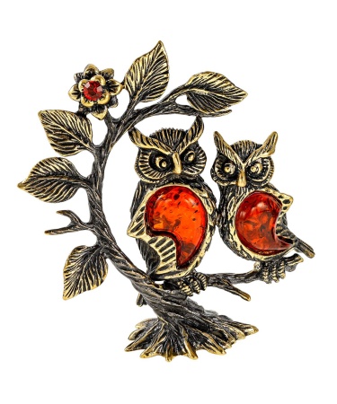 Птицы Совушки подружки на дереве без подставки 55х65 мм. арт. 2385.1