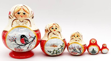 Матрешка синичка зимняя 5 мест 11 см. арт. 436786421  Матрешка синичка зимняя 5 мест 11 см. арт. 436786421