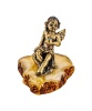 Фигурка из латуни с янтарем Амурчик отдыхающий 37х34 мм. арт. 227