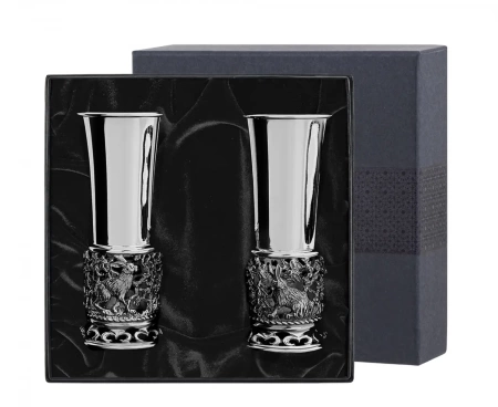 Набор стопок "Зайцы" посеребренный полированный с чернением Артикул: КМ2070206 