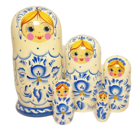 Матрешка гжель 5 мест 18 см арт. 8675635