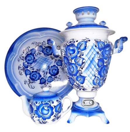 Самовар 3литра электрический набор "Гжель" рюмка арт. 5753222 