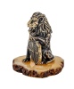 Фигурка из латуни с янтарем Лев со щитом 50х55 мм. арт. 1702
