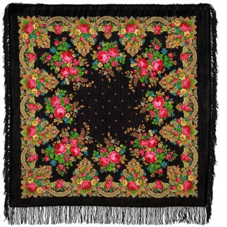 Павлопосадский платок «Летние сумерки» 125 см. 1219-18 