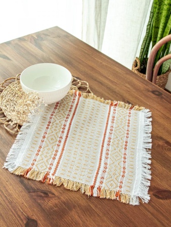 Салфетка домотканая "Пшеничная" из хлопка Артикул c-087-2  Салфетка домотканая "Пшеничная" из хлопка Артикул c-087-2