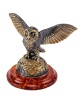 Фигурка из латуни с янтарем Птица Сова Хэдвиг на земном шаре 70х60 мм. арт. 1822