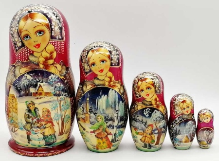 Матрешка "Зимнее счастье" 19 см. 5 мест арт. 632872