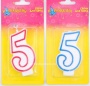 Свеча восковая для торта "Цветной ободок" цифра 5, цвета МИКС арт. 403515