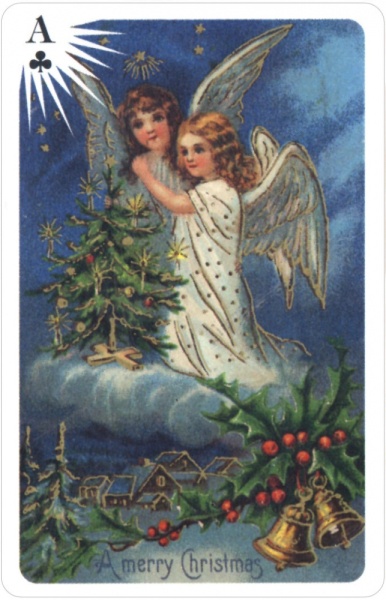 Карты "Old Time Christmas Angels Deluxe Double Bridge Deck" Артикул: CDA108 