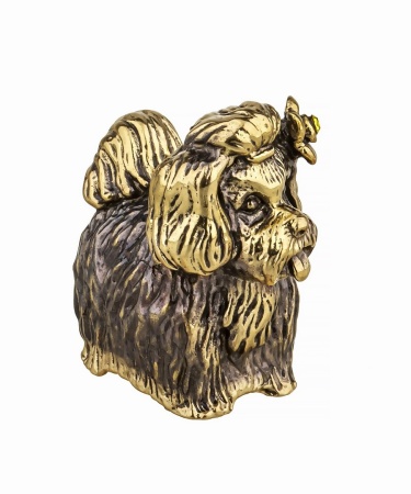 Собака Йорк с цветочком без подставки 30х33 мм. арт. 824.1