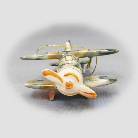 Майолика елочная игрушка "Самолетик" 4х8см арт. 1118564  Майолика елочная игрушка "Самолетик" 4х8см арт. 1118564