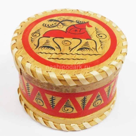 картинка Береста Туес "Лошадка" 10х7см арт. 220119128 магазин русских сувениров  Наши подарки