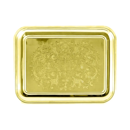 Поднос прямоугольный с гравированным рисунком латунный  Артикул:  С136308 