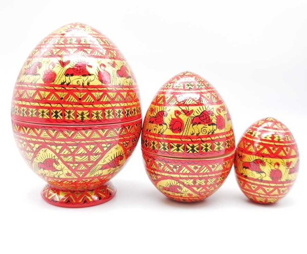 Мезенская роспись. Пасхальные яйца 11х7 см. арт. 890900204