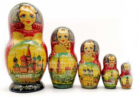 Матрешка "Москва" 5 мест 18см арт. 86327  Матрешка "Москва" 5 мест 18см арт. 86327