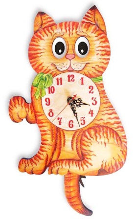 картинка Часы настенные с маятником и глазами Кошка  картинка Часы настенные с маятником и глазами Кошка