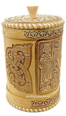 картинка Туес береста большой 25х14 см. арт. 524487 магазин русских сувениров  Наши подарки