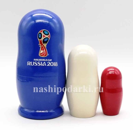 Матрешка FIFA 2018 синяя 3 места 12 см. арт. 77777