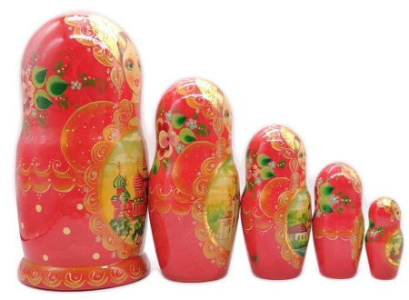 Матрешка Москва красная 18 см. 5 мест арт. 56229