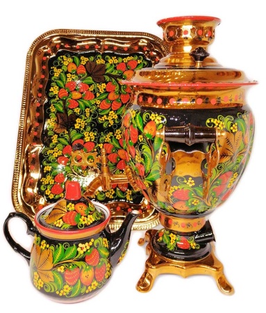 Самовар электрический набор хохлома двойной мазок 3 литра арт. 684629  Самовар электрический набор хохлома двойной мазок 3 литра арт. 684629