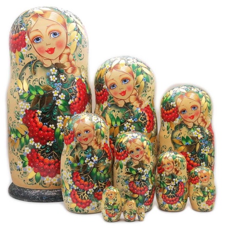 Матрешка матовая "Рябинка" 27 см. 10 мест арт. 487617