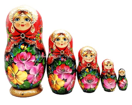 Матрешка Цветы 5 мест 18 см. арт. 797773