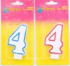 Свеча восковая для торта "Цветной ободок" цифра 4, цвета МИКС арт. 403514