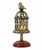 Фигурка из латуни с янтарем Птички в клетке арт. 1372