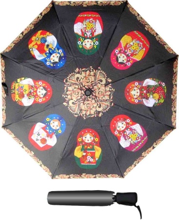 картинка Зонт складной полуавтомат "Матрешка. Классика" арт. 35SA034BL магазин подарков