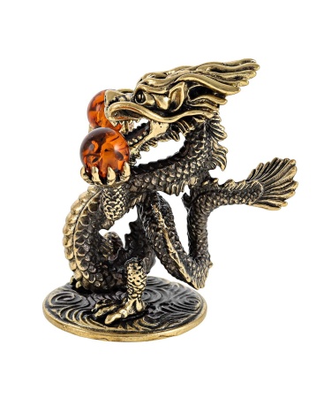 Дракон Китай Золотой без подставки 45х50 мм. арт. 2596.1