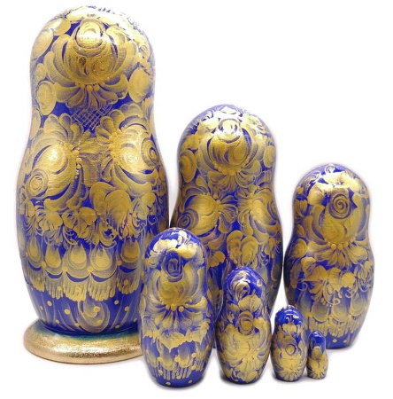 Матрешка Тверская синяя 23 см. 7 мест арт. 542198