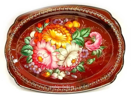 Металлический авторский поднос с цветами 40х30см арт. 7653332 